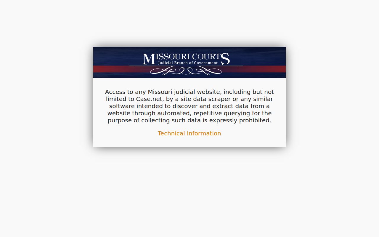 Camden County case search on the official Missouri Case.net landing page