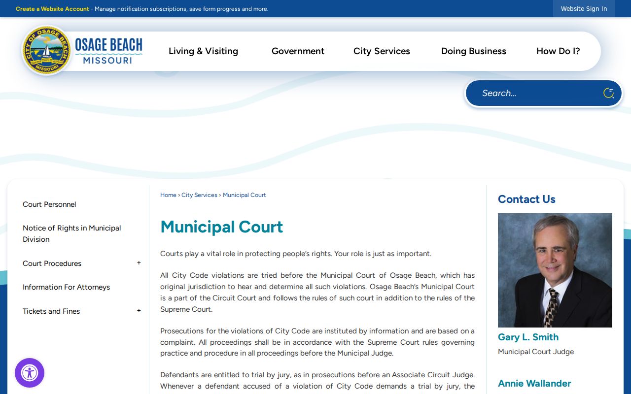 Camden County court calendar Osage Beach municipal court page