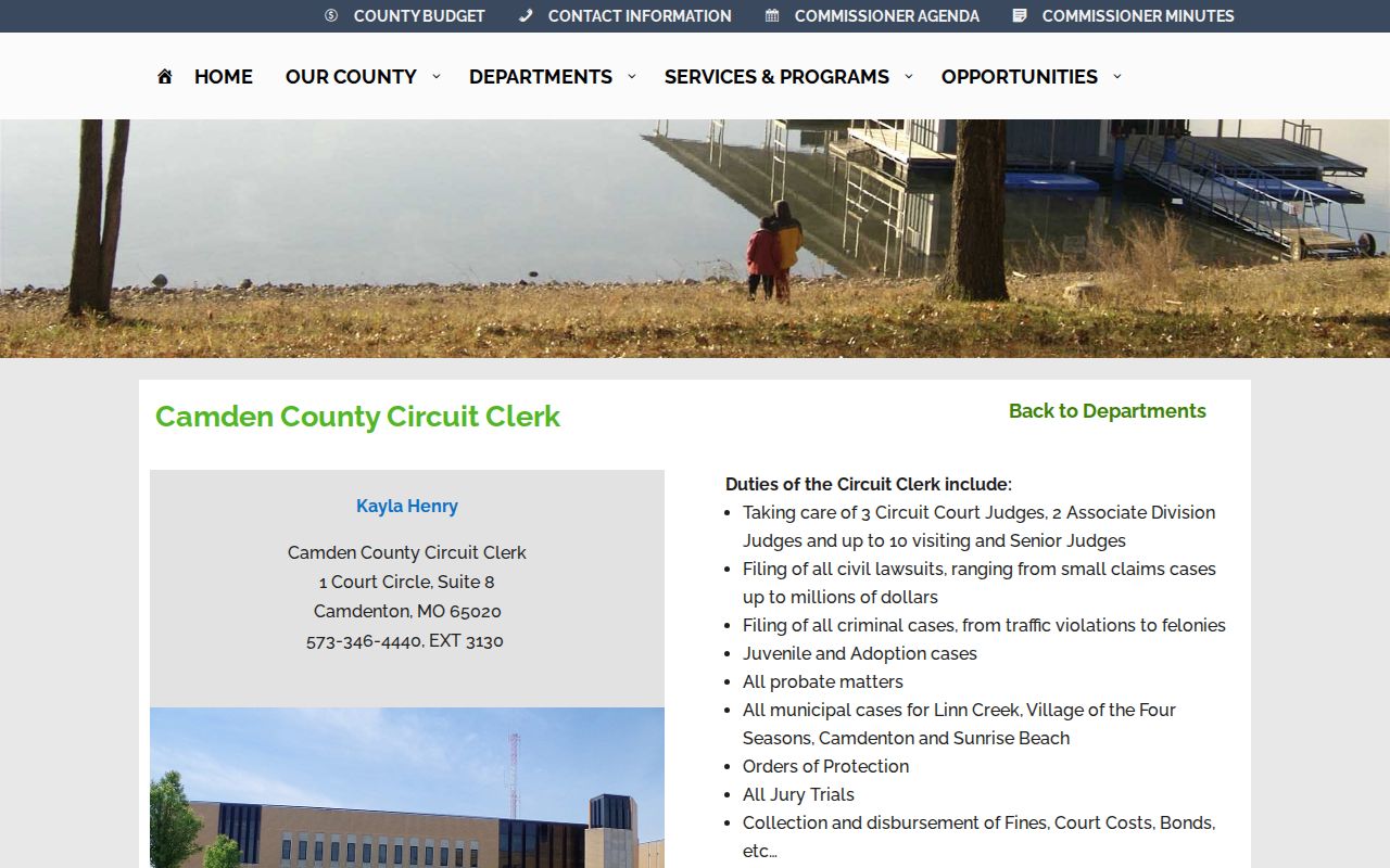 Camden County court docket access through the Camden County Circuit Clerk