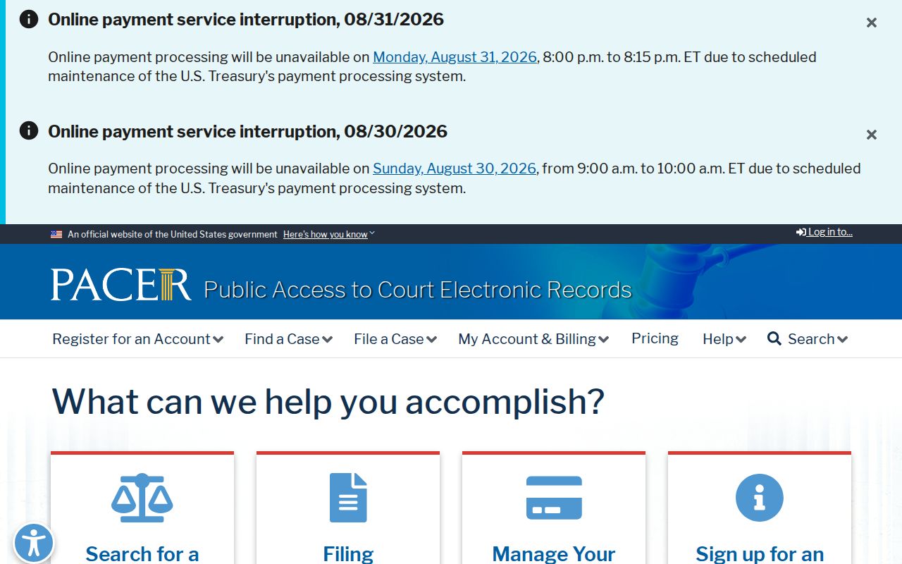 Camden County court docket federal PACER search reference